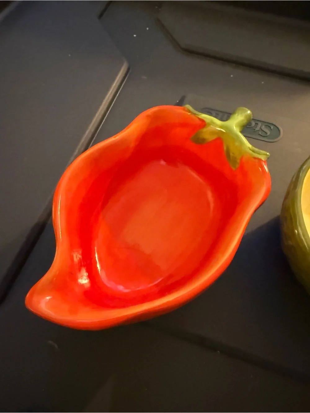 Pier 1 Bright Mexican Shaped Ceramic Snack Trio in Yellow, Green, Red